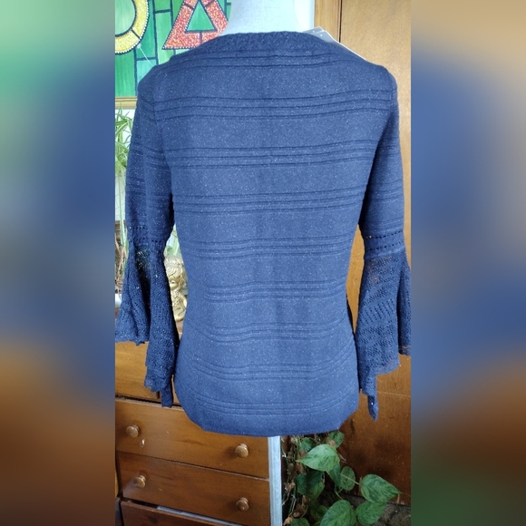 White House Black Market Women's Sweater Top Navy Metallic NWT Orig $89 Sz M - Picture 4 of 9